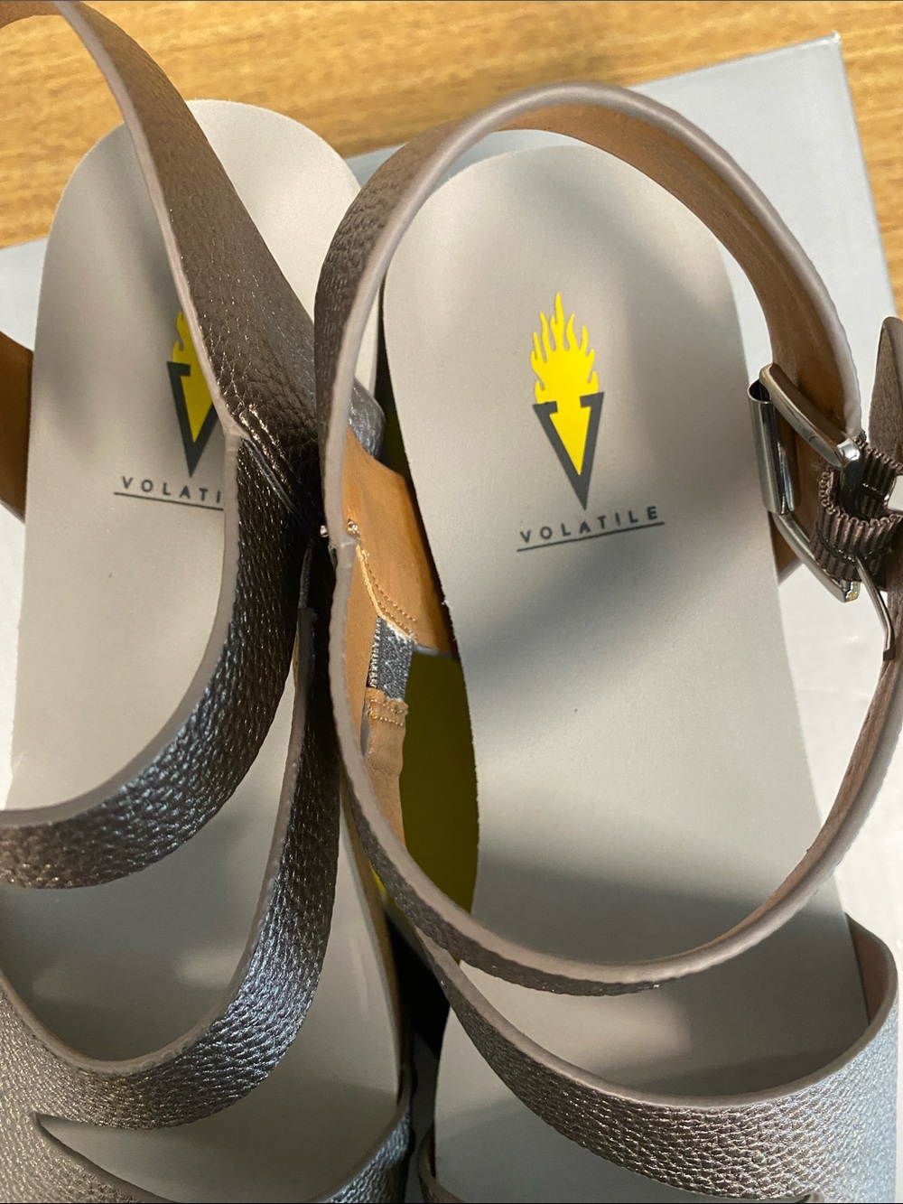 Volatile Women’s Bilox Wedge Sandals in Pewter - Picture 4 of 7